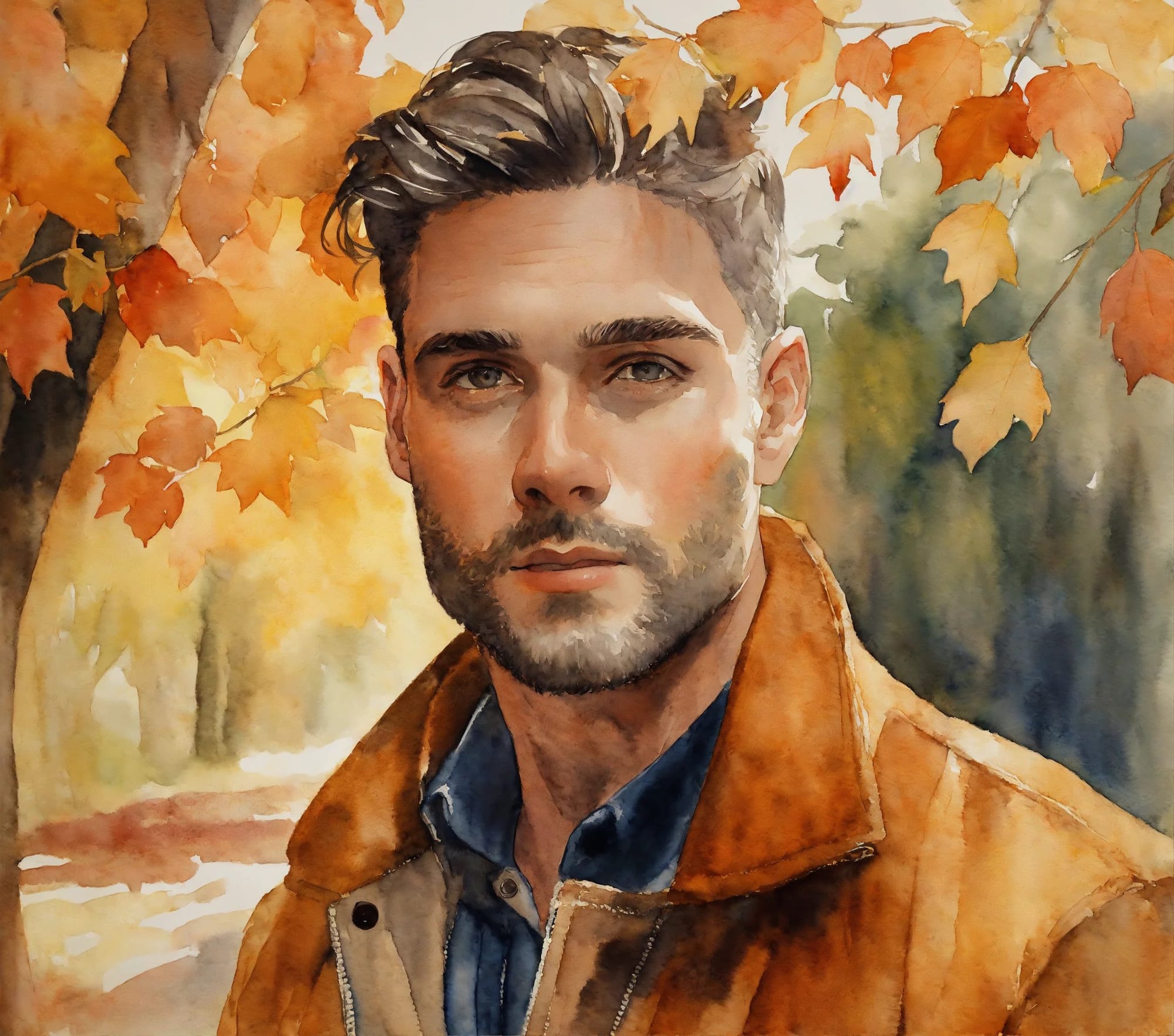 A man wearing a warm brown jacket