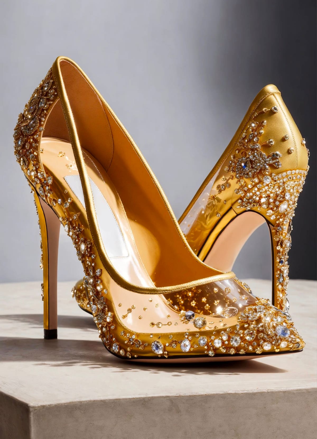 Golden pumps with sparkle